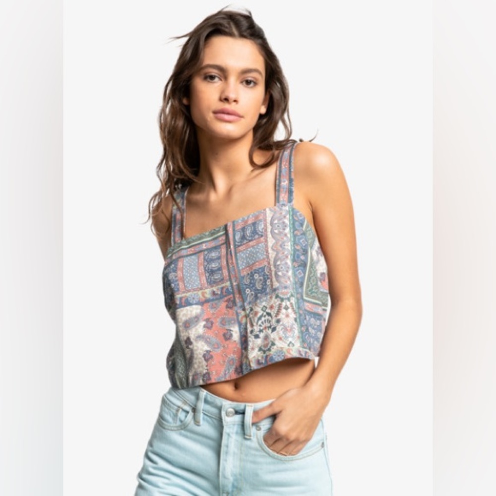 Quicksilver Women’s Paisley Patchwork Crop Aztec Top Size Small